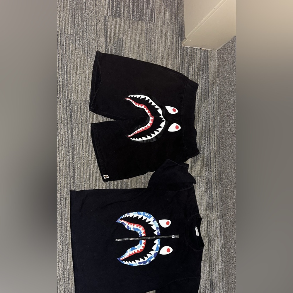 Bape shorts and shirt size large